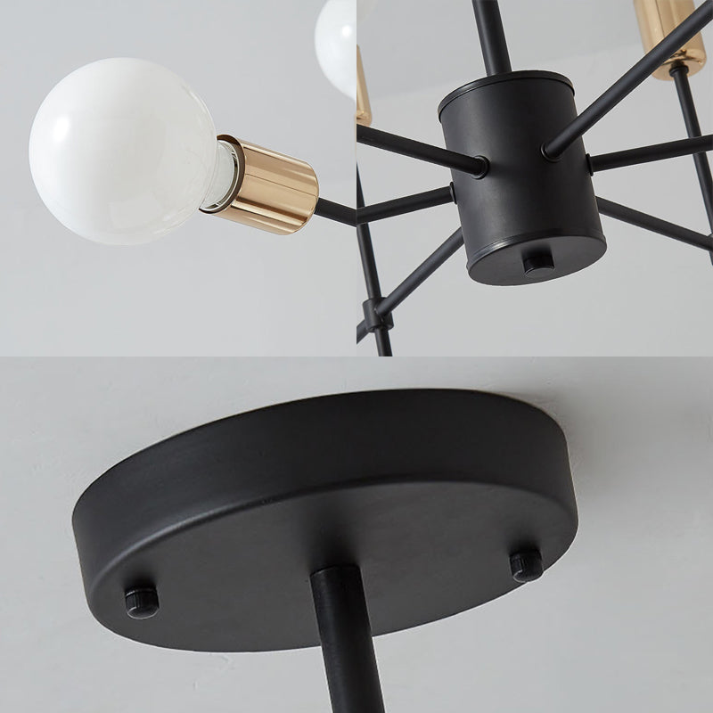 Modern Starburst Milk White Glass Chandelier With 12/15/18 Lights For Bedroom Black Pendant Lighting