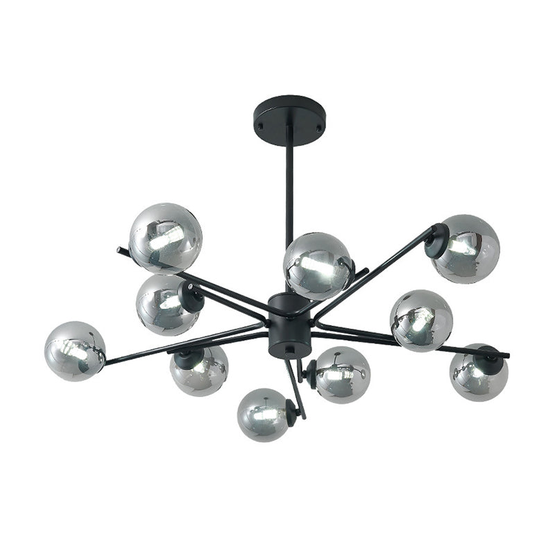 41.5 Wide Black Sputnik Chandelier - Modern Silver Glass Pendant Light