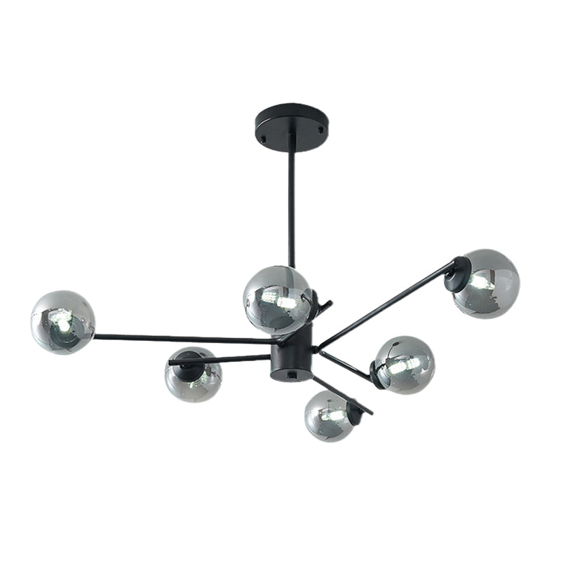 41.5 Wide Black Sputnik Chandelier - Modern Silver Glass Pendant Light