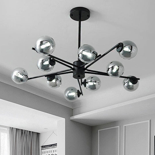 41.5 Wide Black Sputnik Chandelier - Modern Silver Glass Pendant Light