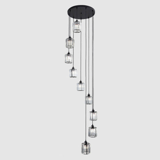 Minimalistic Black Geometric Prismatic Crystal Ceiling Light for Staircase