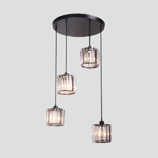 Contemporary Glass Geometrical Staircase Suspension Light - Multi-Light Pendant