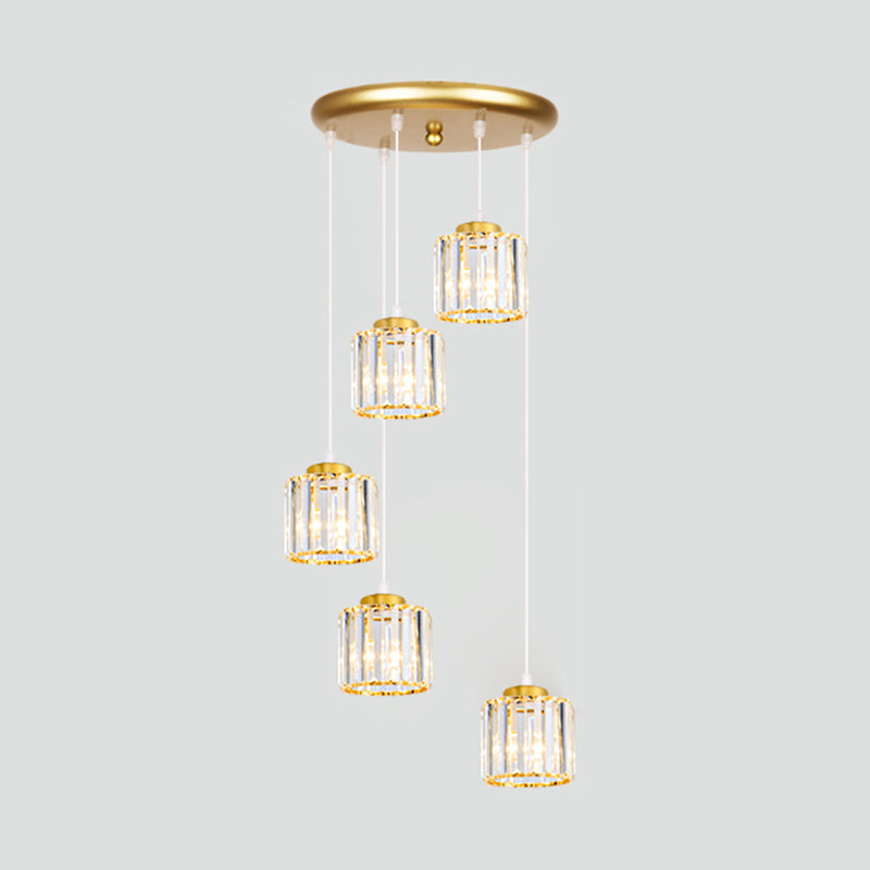 Contemporary Glass Geometrical Staircase Suspension Light - Multi-Light Pendant
