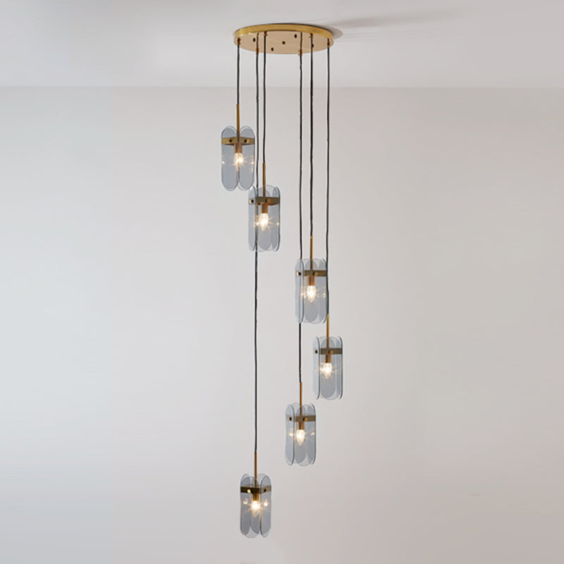 Modern Oval Panel Pendant Light Fixture for Glass Staircase