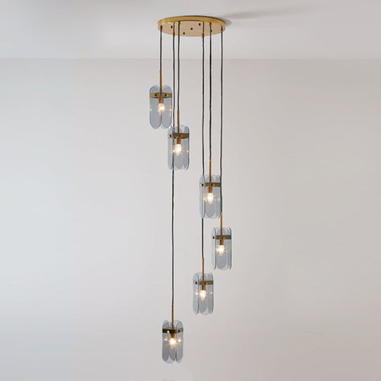 Modern Oval Panel Pendant Light Fixture for Glass Staircase