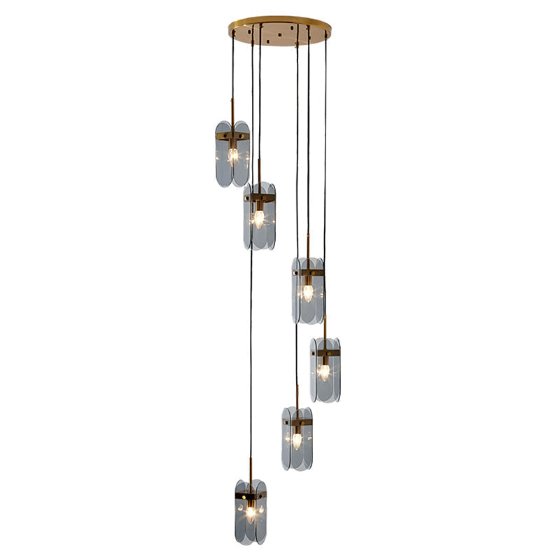 Modern Oval Panel Pendant Light Fixture for Glass Staircase