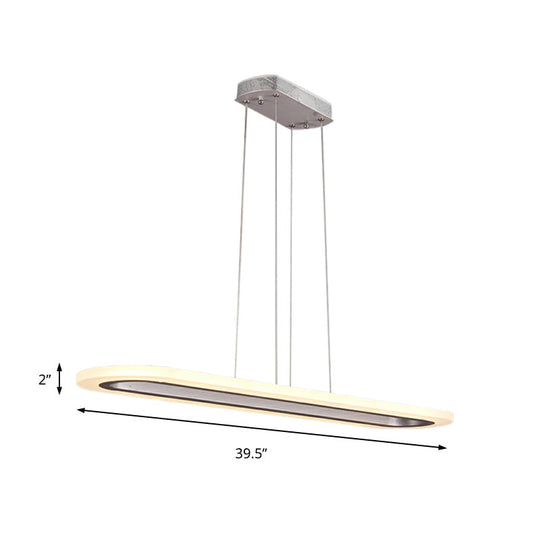 Minimalist Acrylic Silver Led Pendant Light - Single Tier Chandelier 31.5/39/47 Wide