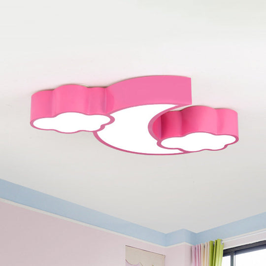 Child's LED Flush Ceiling Light: Adorable Moon and Cloud Cartoon Design with Acrylic Finish