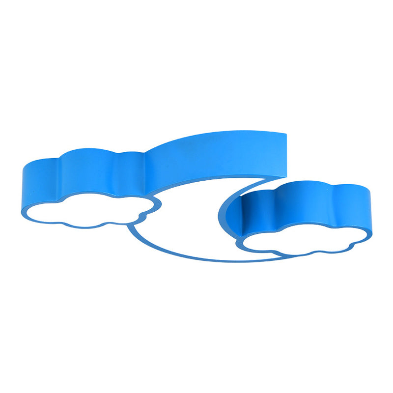 Child's LED Flush Ceiling Light: Adorable Moon and Cloud Cartoon Design with Acrylic Finish