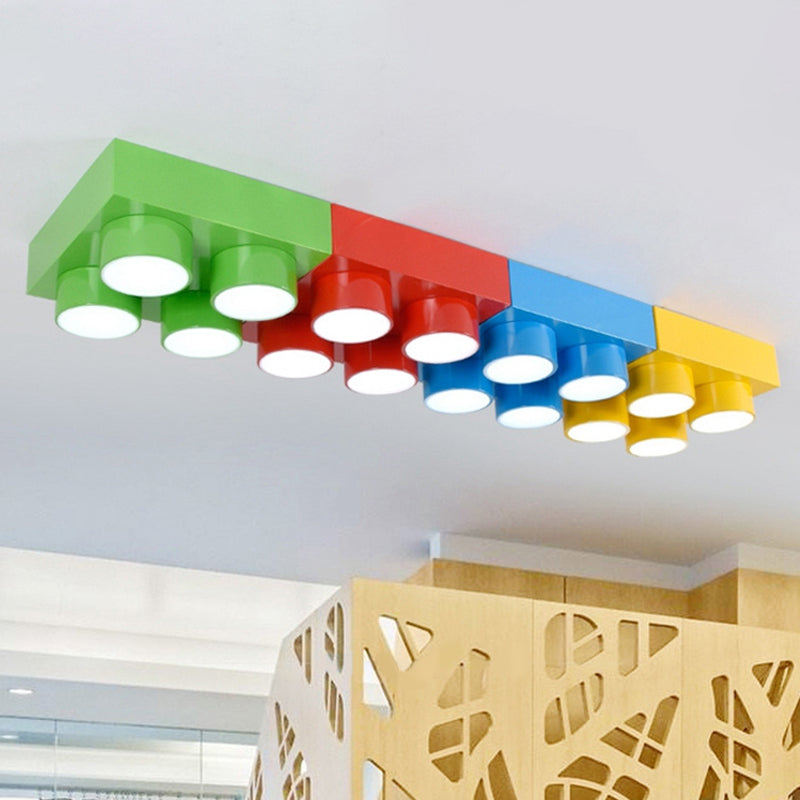 LED Flush Mount Metallic Children's Ceiling Light for Toy Brick Kindergarten