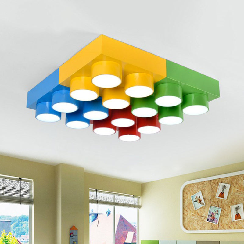 LED Flush Mount Metallic Children's Ceiling Light for Toy Brick Kindergarten