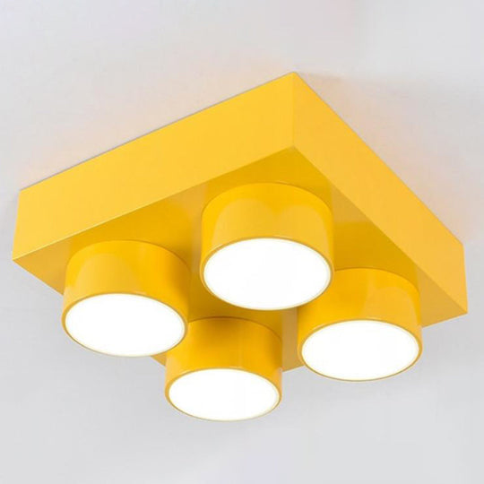 LED Flush Mount Metallic Children's Ceiling Light for Toy Brick Kindergarten
