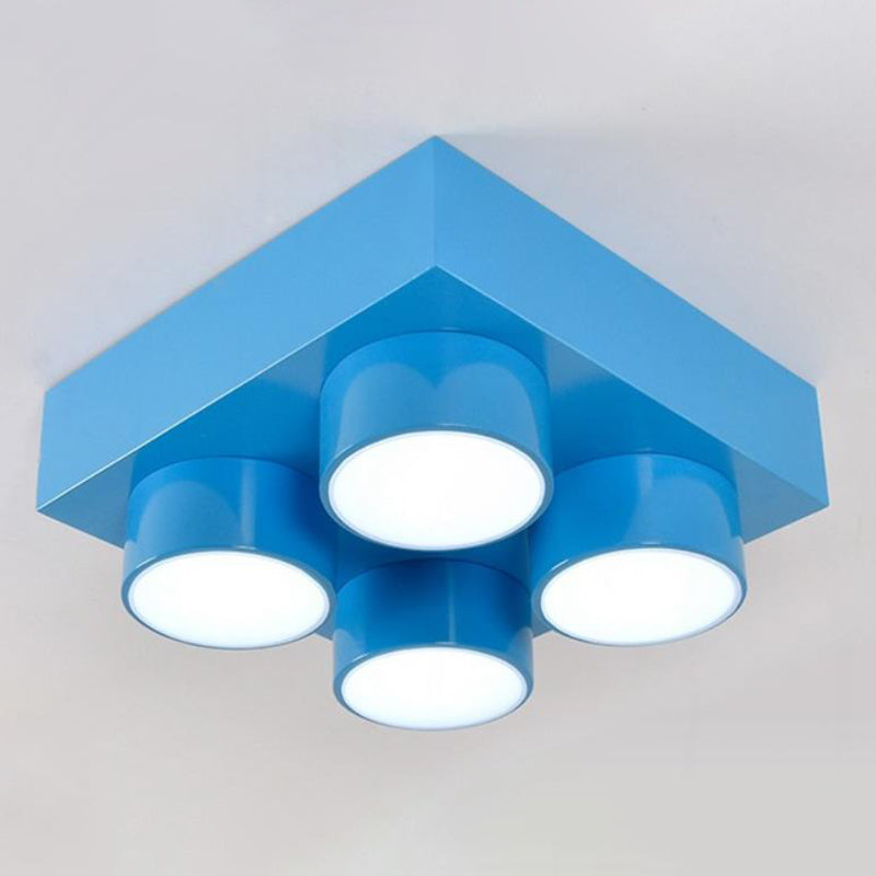 LED Flush Mount Metallic Children's Ceiling Light for Toy Brick Kindergarten
