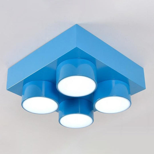 LED Flush Mount Metallic Children's Ceiling Light for Toy Brick Kindergarten