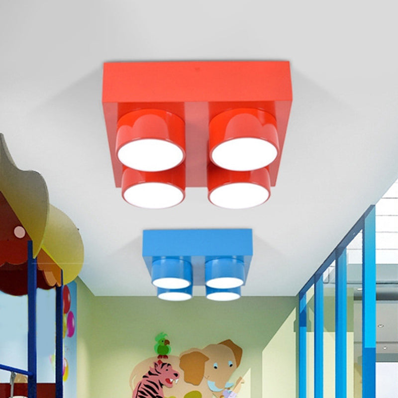 LED Flush Mount Metallic Children's Ceiling Light for Toy Brick Kindergarten