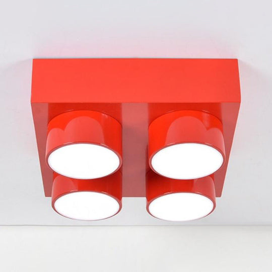 LED Flush Mount Metallic Children's Ceiling Light for Toy Brick Kindergarten