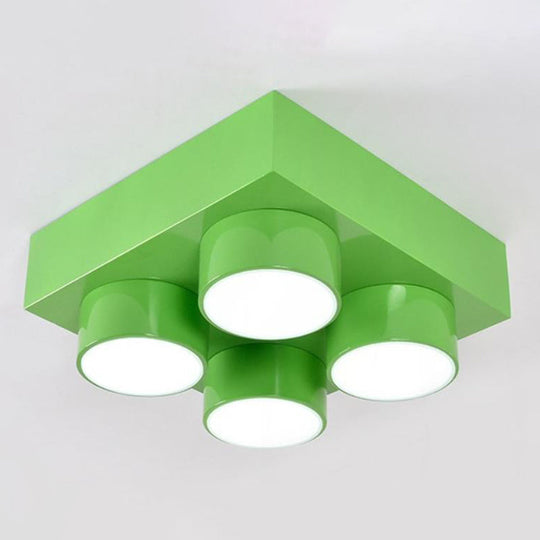 LED Flush Mount Metallic Children's Ceiling Light for Toy Brick Kindergarten