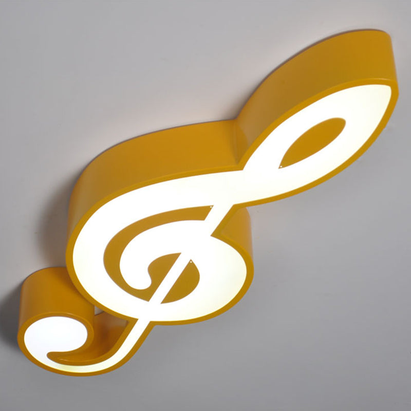 Plafonnier LED métallique minimaliste pour chambre d'enfant avec motif de notes de musique