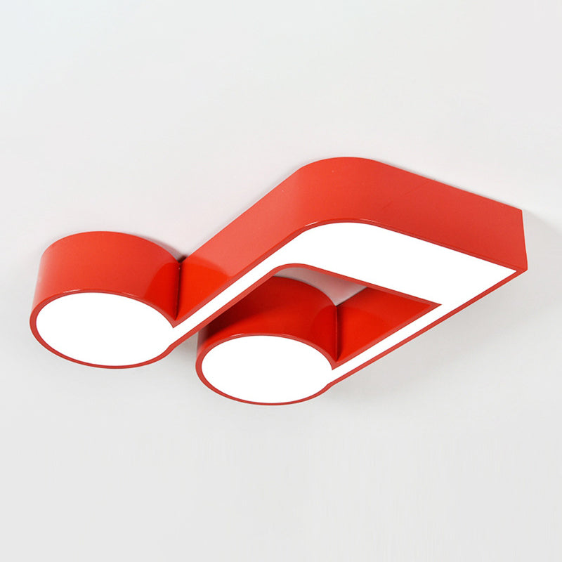 Plafonnier LED métallique minimaliste pour chambre d'enfant avec motif de notes de musique