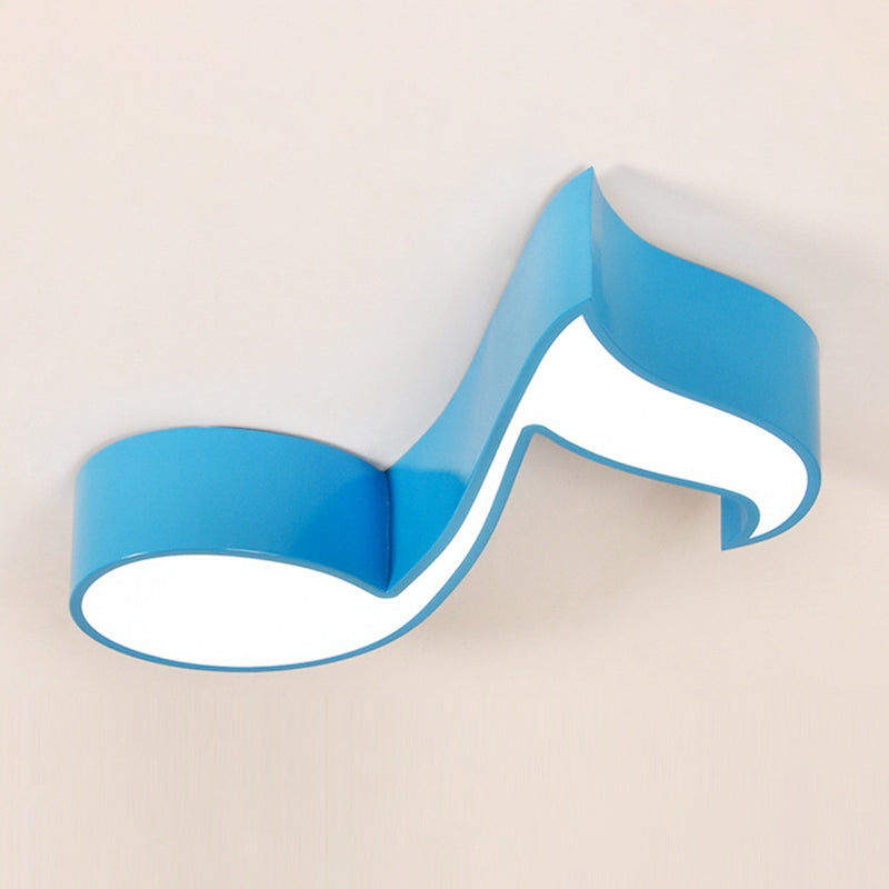 Plafonnier LED métallique minimaliste pour chambre d'enfant avec motif de notes de musique