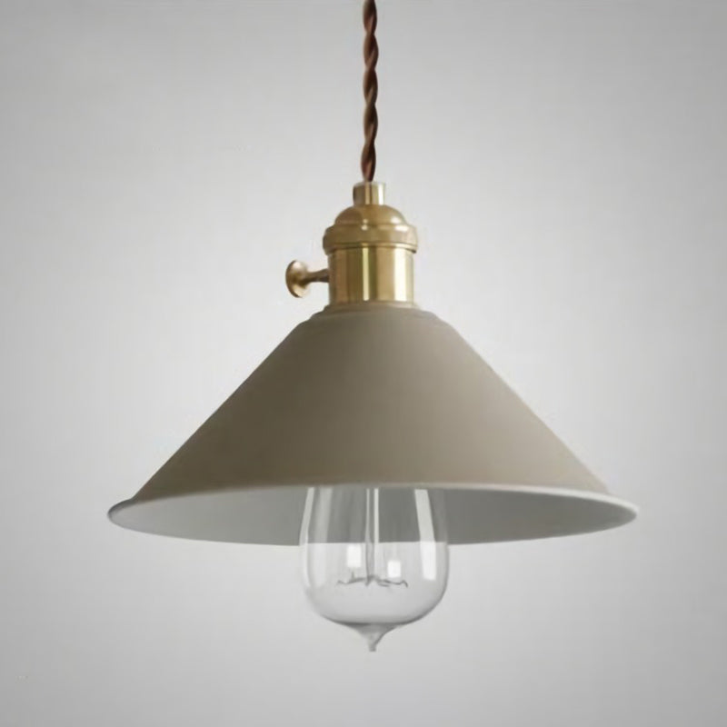 Vintage Metallic Hanging Lamp with Conical Shade - Ideal for Restaurants - Single-Bulb Pendant Lighting