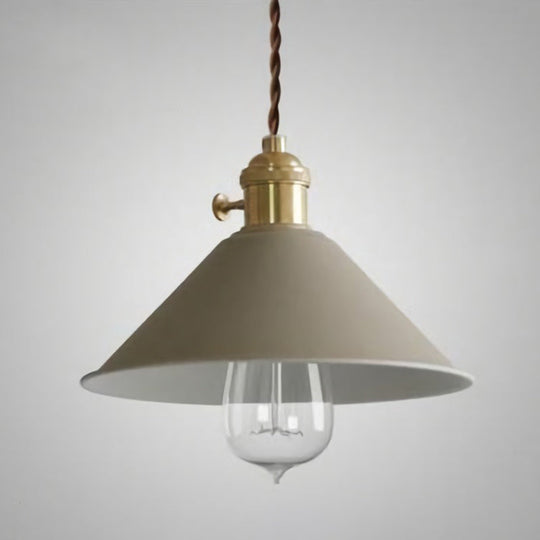 Vintage Metallic Hanging Lamp with Conical Shade - Ideal for Restaurants - Single-Bulb Pendant Lighting