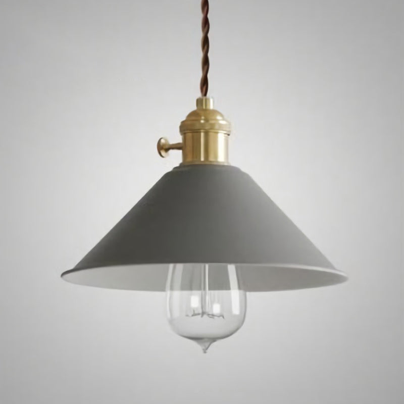 Vintage Metallic Hanging Lamp with Conical Shade - Ideal for Restaurants - Single-Bulb Pendant Lighting