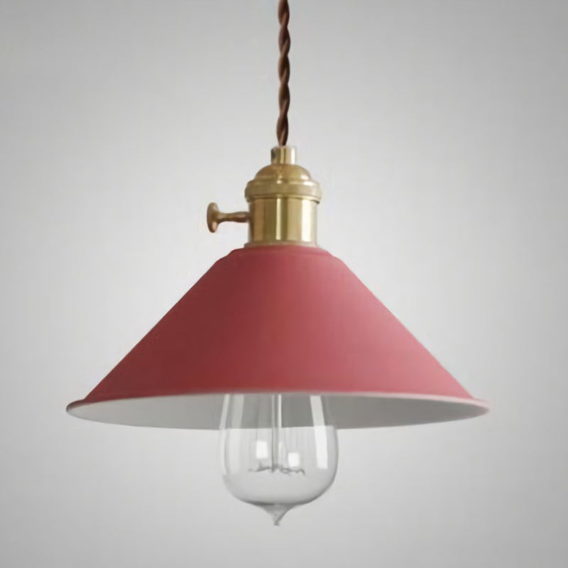 Vintage Metallic Hanging Lamp with Conical Shade - Ideal for Restaurants - Single-Bulb Pendant Lighting