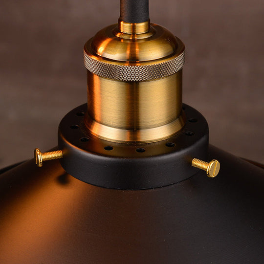 Suspension moderne à abat-jour évasé noir avec finition métallique - Luminaire suspendu pour restaurant (1 ampoule)