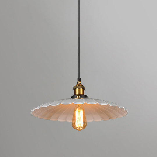 Suspension parapluie festonnée en métal industriel blanc - Suspension simple au plafond