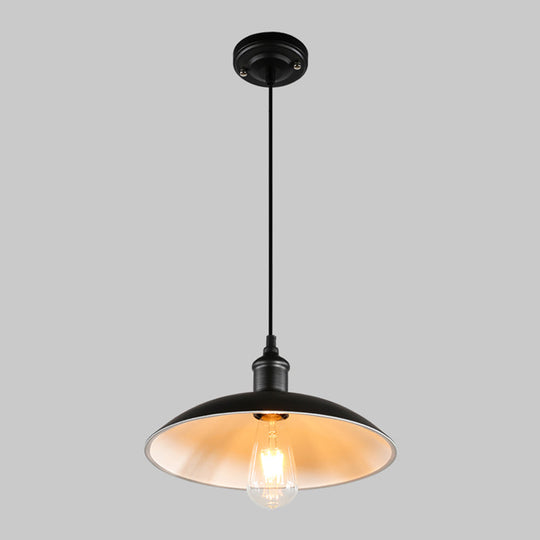 Metallic Retro-Style Pendant Light For Restaurants - Single Head Pot Cover Suspension Ceiling