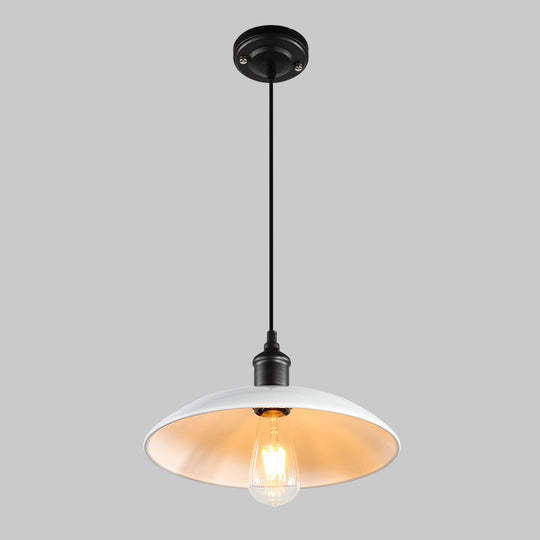 Metallic Retro-Style Pendant Light For Restaurants - Single Head Pot Cover Suspension Ceiling