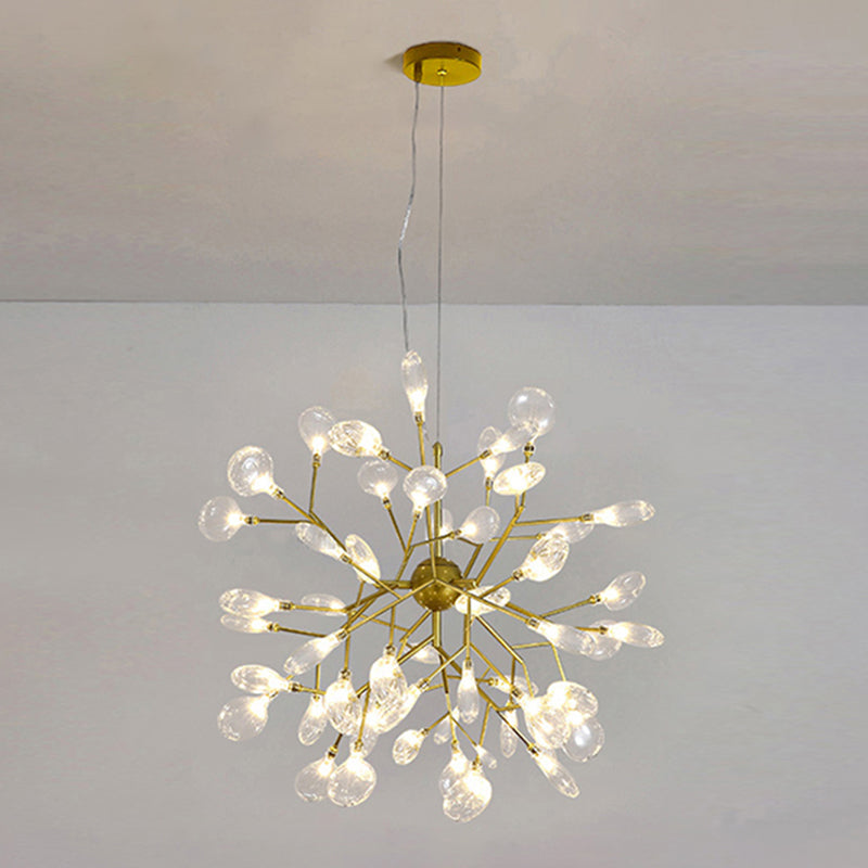 Sleek Gold Led Pendant Light: Metallic Branch Chandelier For Living Room 45 /