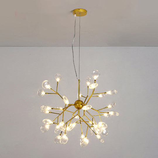 Sleek Gold Led Pendant Light: Metallic Branch Chandelier For Living Room 36 /