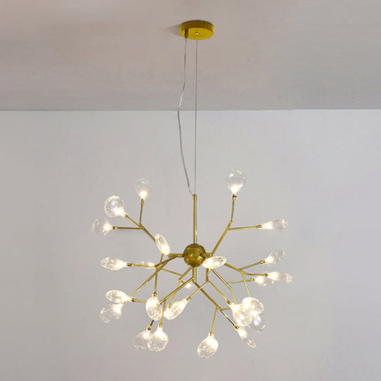 Simplicity Gold LED Pendant Chandelier for Living Room - Metallic Branch Design