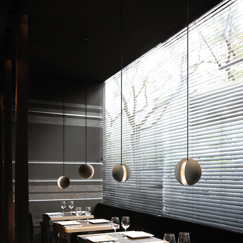 Kleeia - Grey Cement Round Shade Ceiling Light Modern Style 1 Bulb Grey Hanging Lamp for Restaurant