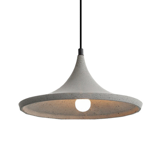 Sleek Grey Cement Cone Suspension Pendant Ceiling Light - Ideal For Dining Rooms