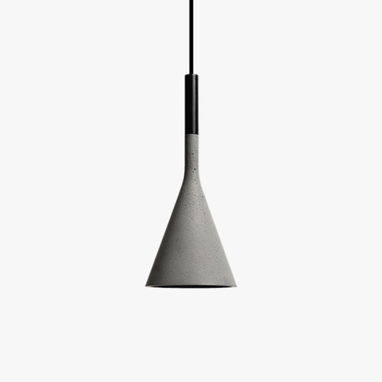 Minimalist Grey Cement Pendant Ceiling Light - Funnel Dining Room Suspension Lighting 1 Head