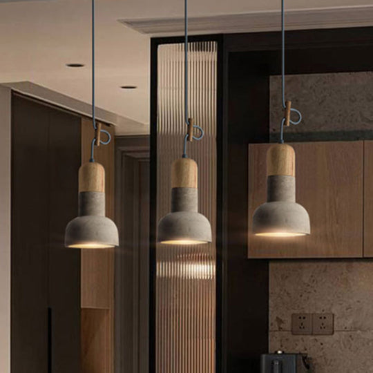Minimalist Cement Ceiling Lamp – Flashlight-Inspired 1-Head Light for Dining Room