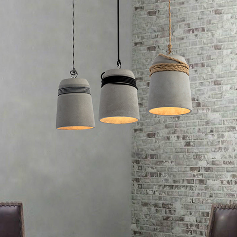 Simplicity Cement Pendant Light with Bell Suspension - Perfect for Dining Room or Ceiling Lighting
