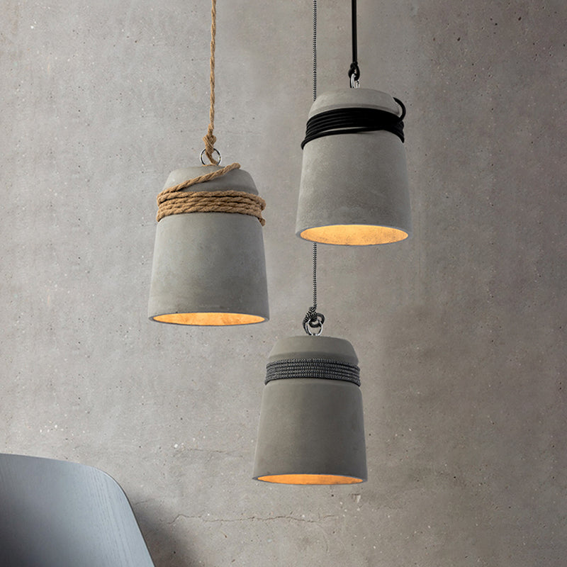 Simplicity Cement Pendant Light with Bell Suspension - Perfect for Dining Room or Ceiling Lighting
