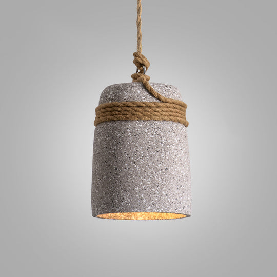 Simplicity Cement Pendant Light For Dining Room Ceiling With Bell Suspension Beige / C