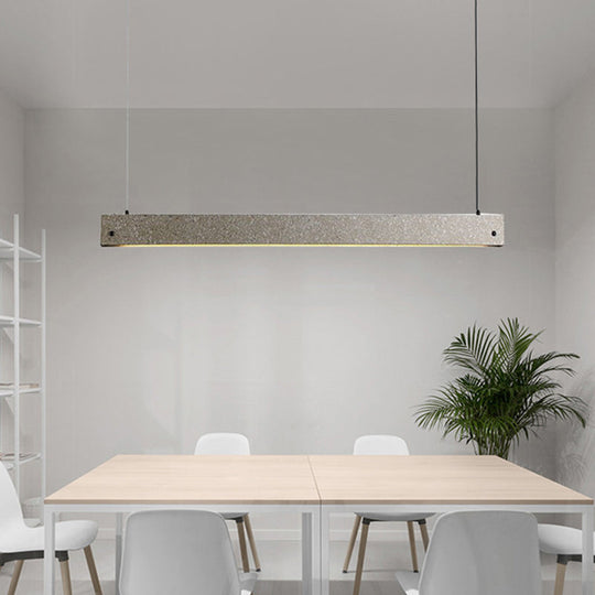 Modern Cement LED Pendant Light for Dining Room - Grey Rectangular Suspension Fixture