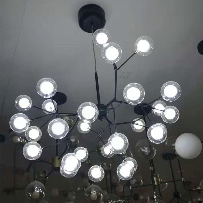 Lustre rond minimaliste en verre noir à LED pour salle à manger