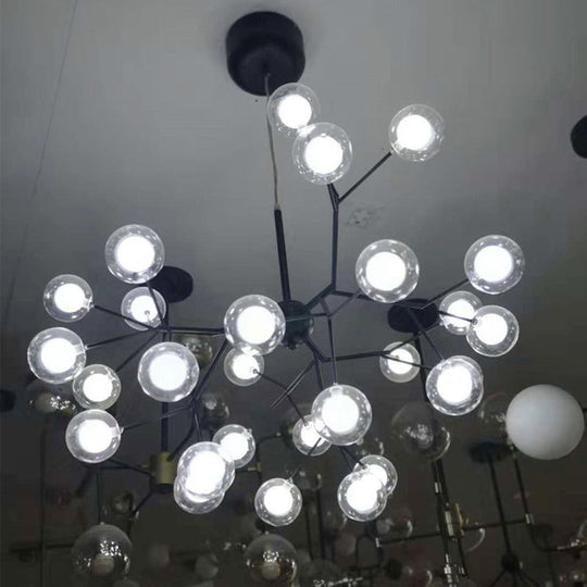 Lustre rond minimaliste en verre noir à LED pour salle à manger