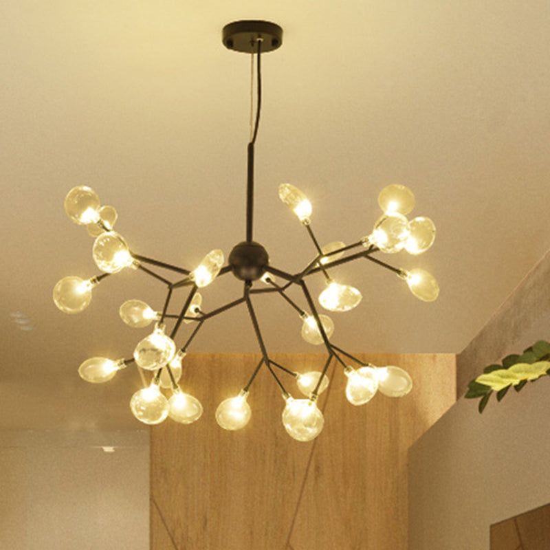 Lustre suspendu Firefly - Luminaire LED de salle à manger en verre transparent en noir