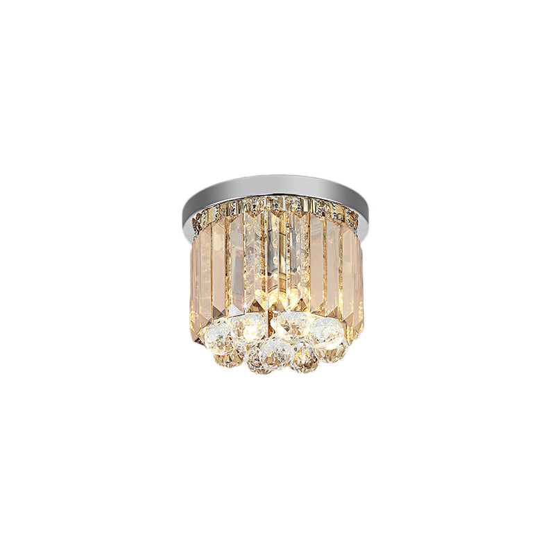 Contemporary Chrome Flush Mount Ceiling Light With Rectangular-Cut Design Available In 2/4/6 Lights