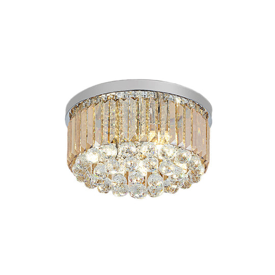 Contemporary Chrome Flush Mount Ceiling Light with Rectangular-Cut Design, Available in 2/4/6 Lights and 3 Sizes