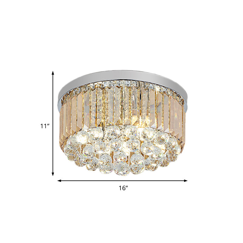 Contemporary Chrome Flush Mount Ceiling Light with Rectangular-Cut Design, Available in 2/4/6 Lights and 3 Sizes