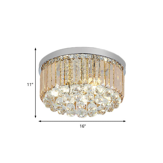 Contemporary Chrome Flush Mount Ceiling Light with Rectangular-Cut Design, Available in 2/4/6 Lights and 3 Sizes